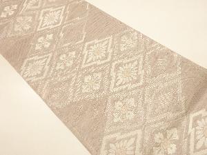 リサイクル　未使用品　姫野織物製　絽松皮菱に花模様織出し袋帯（未仕立て）